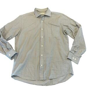 Oliver Ridley Men’s olive green Plaid button down shirt, Size L